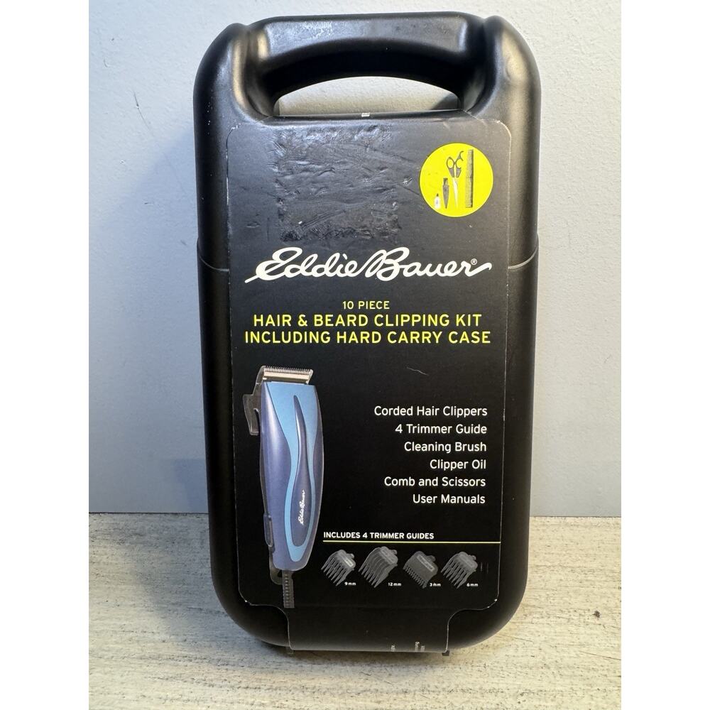 Eddie Bauer 10 Piece Hair & Beard Clipping Kit w/ Hard Case Corded
